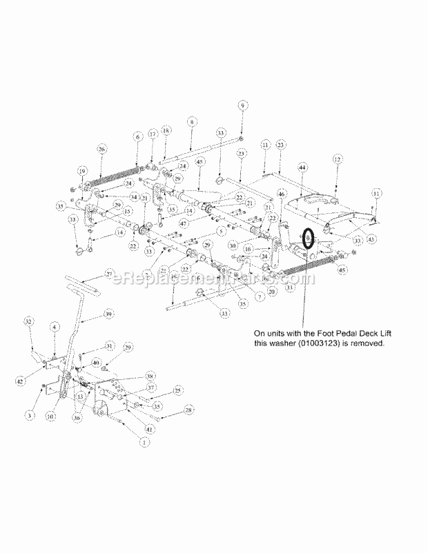 Lift Assembly Diagram and Parts List for M48-KW 53AB5DAV150-19-HP Cub Cadet Lawn Tractor